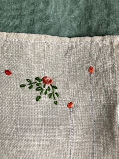 Vintage embroidered tea tablecloth
