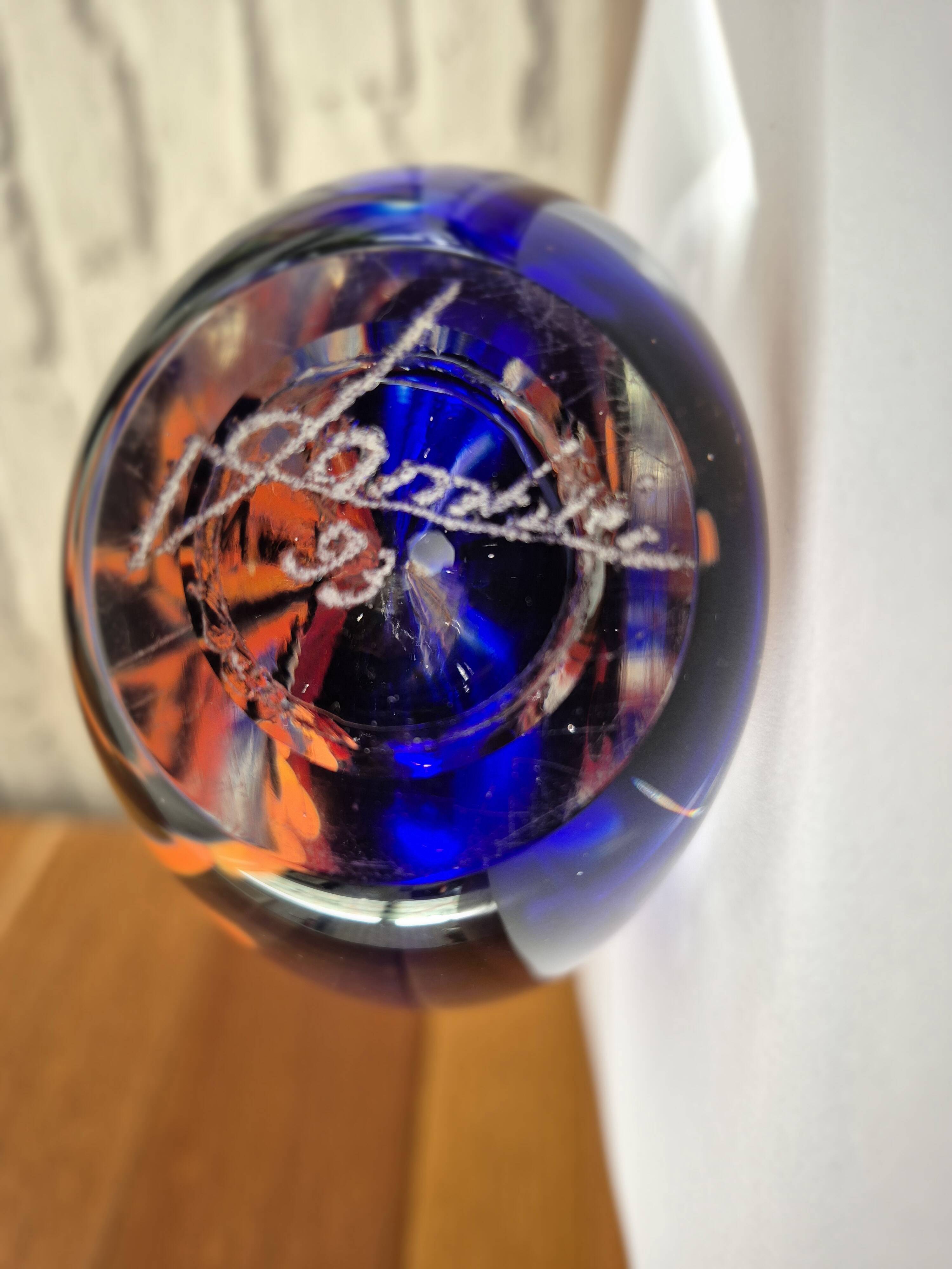 Blown glass bottle signed GAMBIER 1993