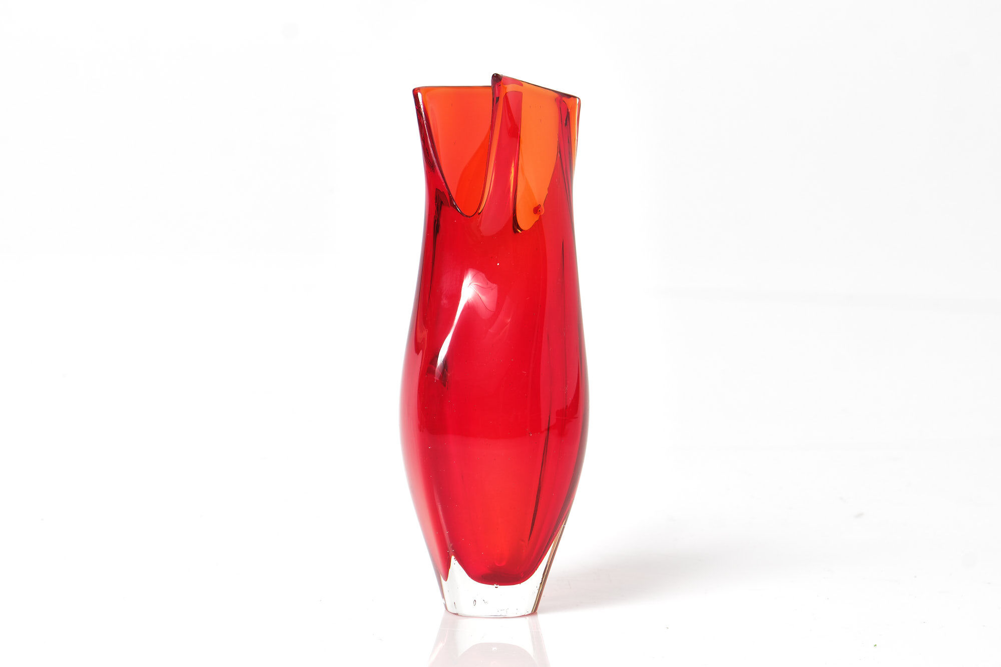 Red vase orange Murano Sommerso Mandruzzato Vintage