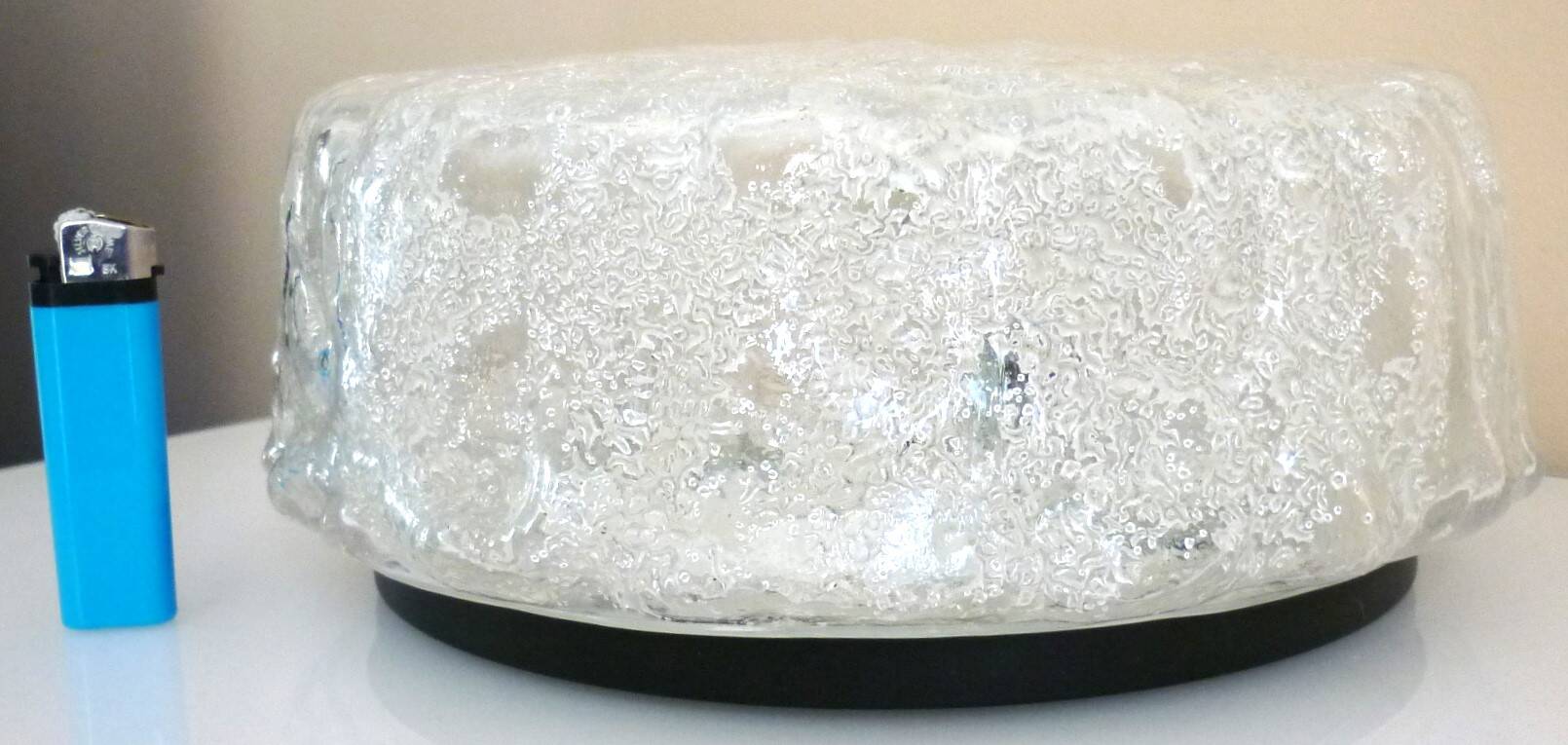 Applique, plafonnier, verre givré, glacé, design années 60/70, Limburg Glashütte
