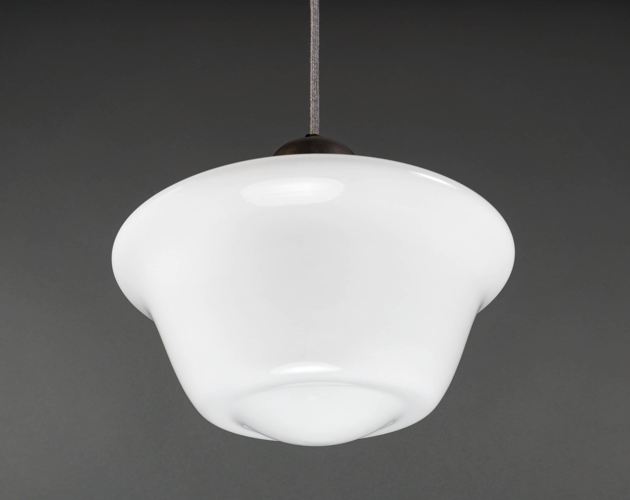 English Edwardian Opaline Glass School / Chapel Pendant Lamp