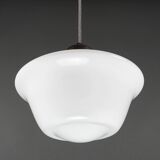 English Edwardian Opaline Glass School / Chapel Pendant Lamp