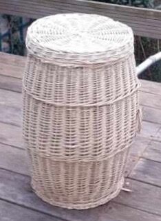 Pan with wicker lid painted white
