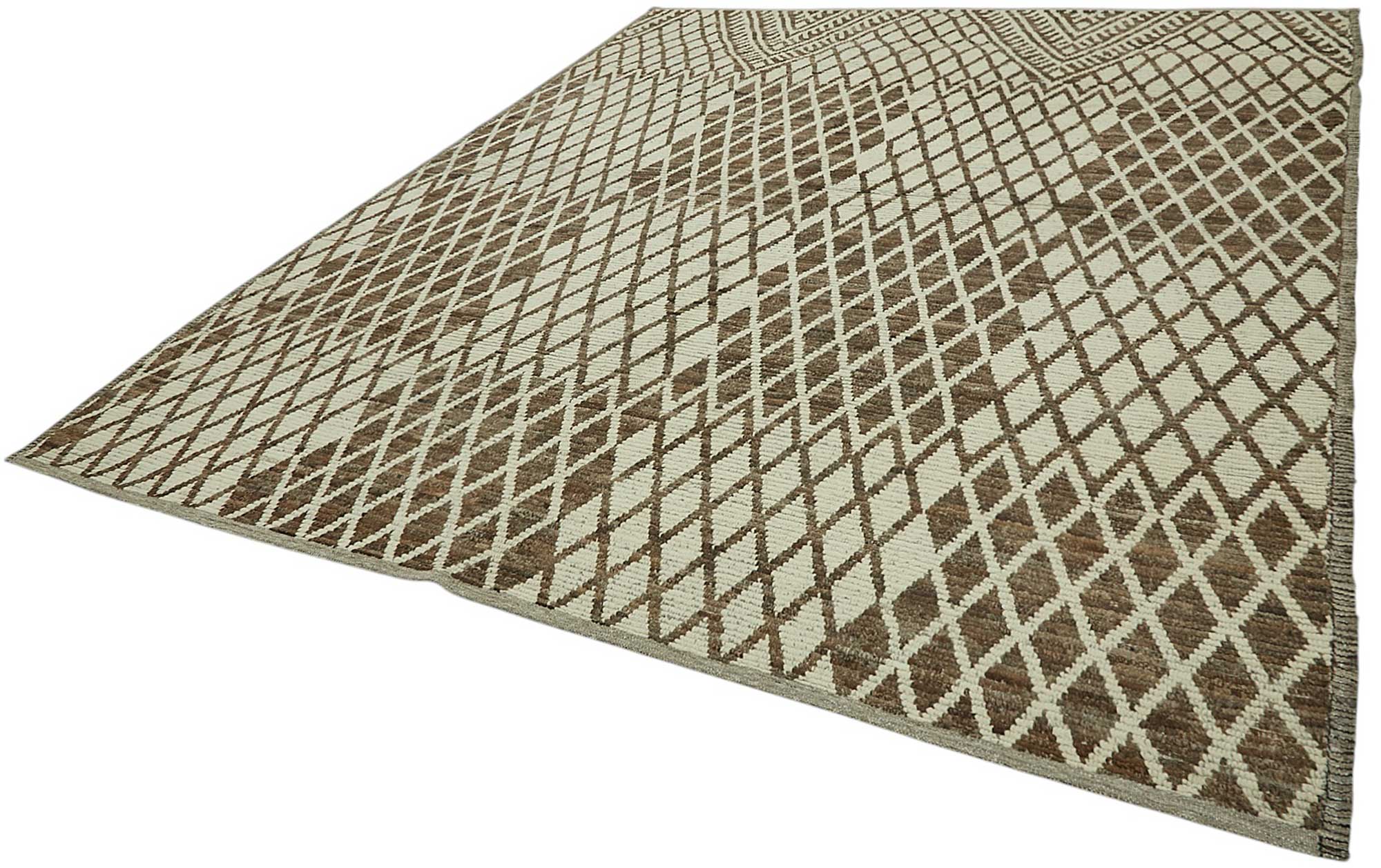 Hand-Knotted Turkish Contemporary 297 cm x 359 cm Brown Wool Carpet