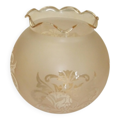 Tulipe globe verre gravé pour lampe suspension lustre applique