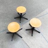 Vintage German industrial workshop stools, set of 3