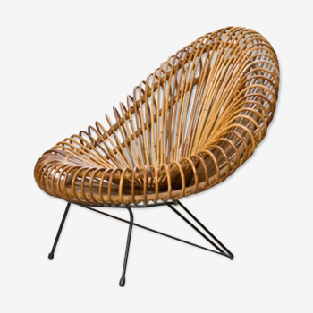 Vintage rattan armchair design Janine Abraham - Dirk Jan Rol