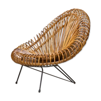 Fauteuil en rotin vintage design Janine Abraham - Dirk Jan Rol