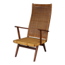 Vintage Dutch teak and rattan armchair