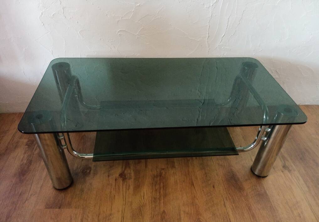Vintage chrome and smoked glass coffee table