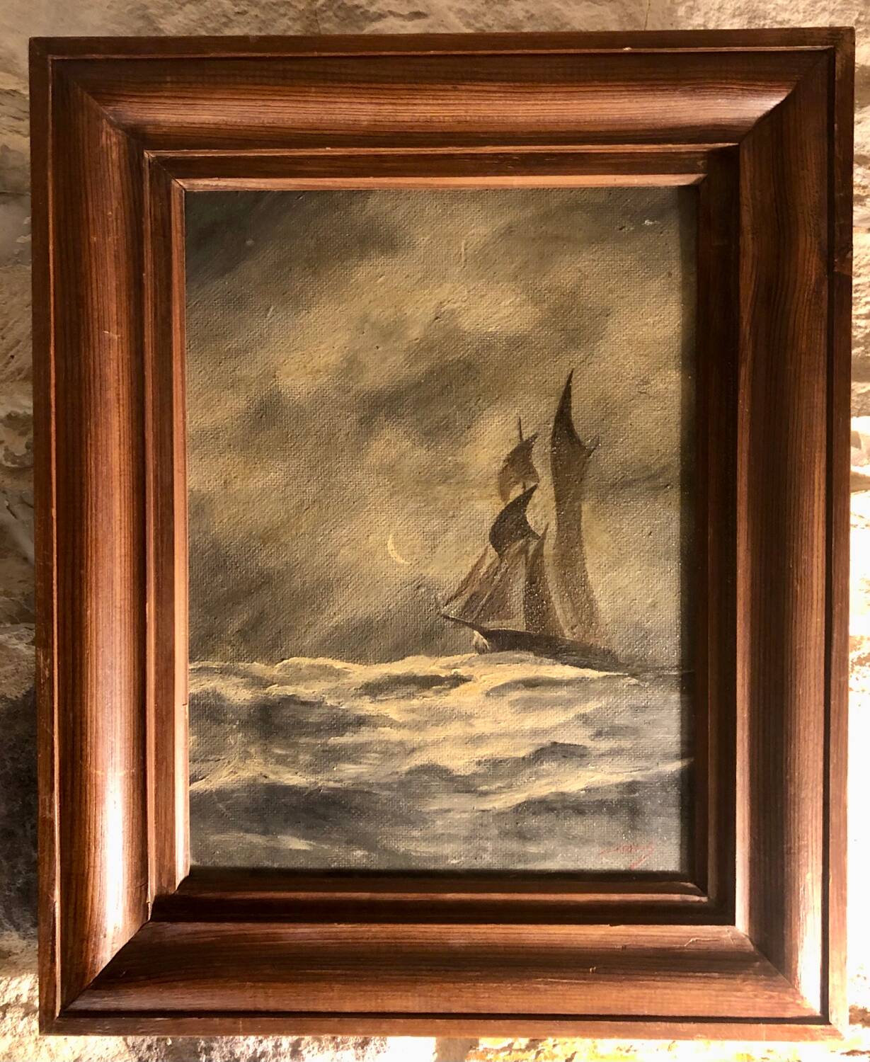 Marine and moonlight painting