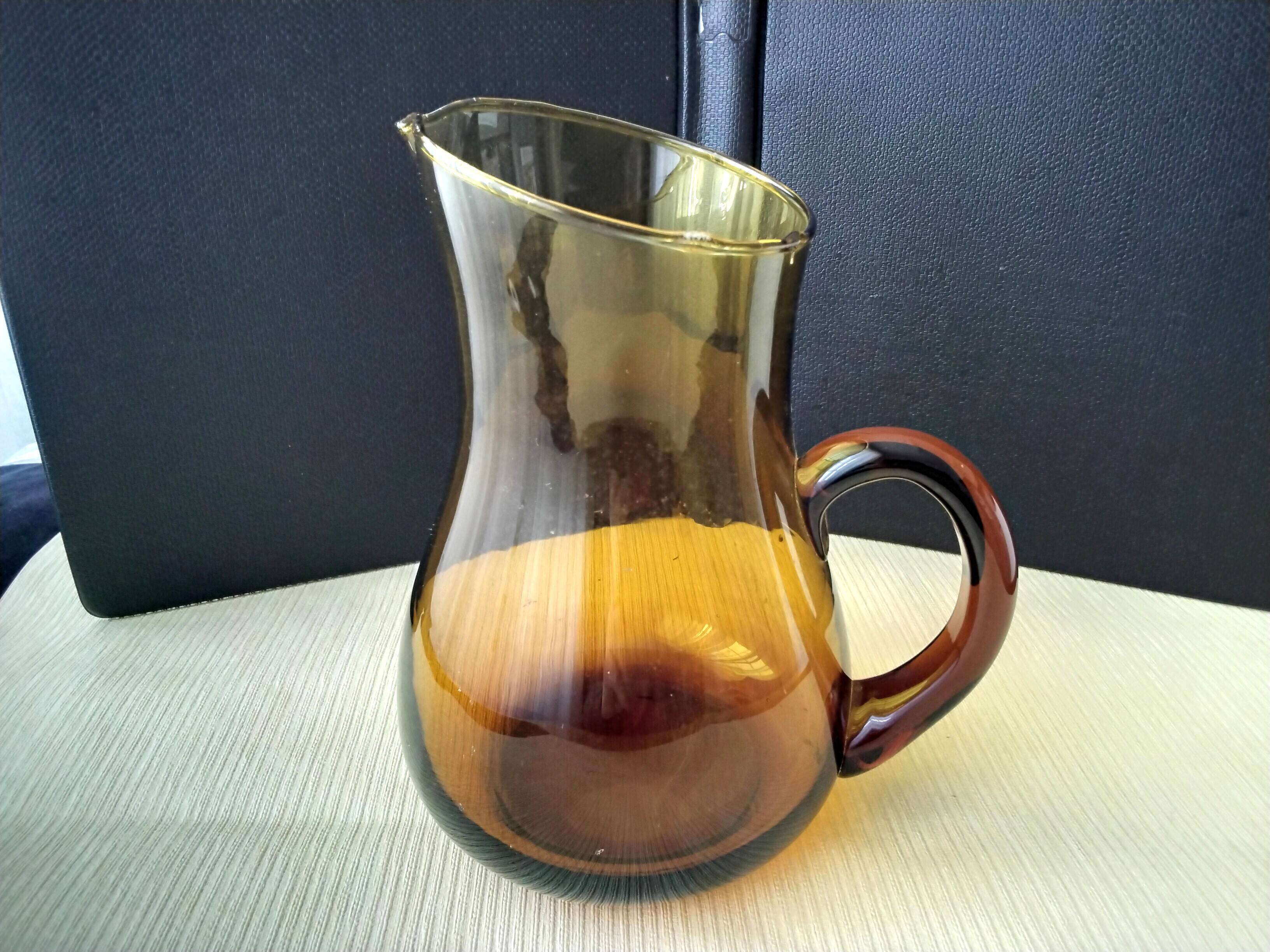 Jug, amber blown glass water carafe 1.5 l