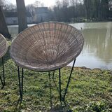 Pair of wicker basket armchairs