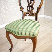 Vintage Walnut Chairs in Light Green, 1890s, Set of 5