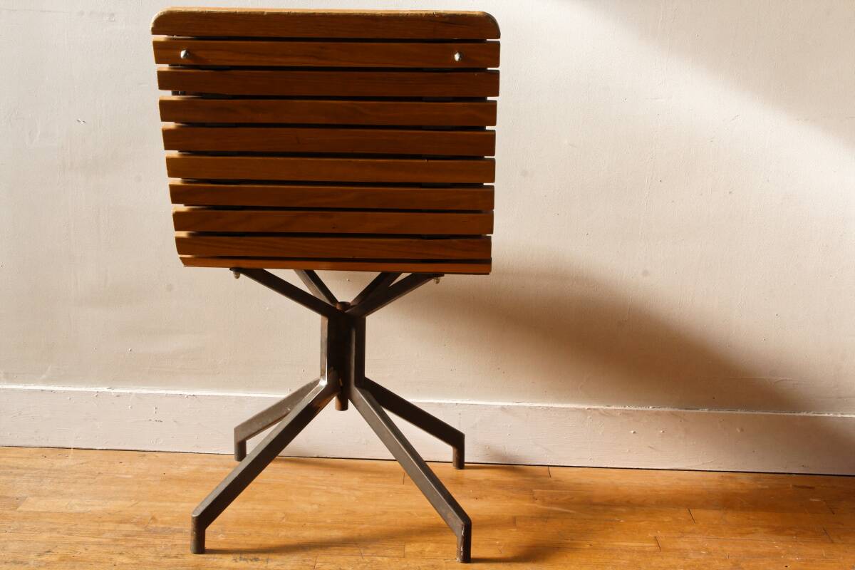 Handcrafted chair, laminated wood and leather