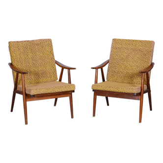 Paire de fauteuils en hêtre du milieu du siècle fabriqués par ÚLUV, polonais relancé, Tchéquie, années 1960
