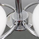 Mid-century chrome chandelier with milk-glass disc shades, Czechoslovakia, 1950s