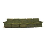 Green velvet vintage element sofa made in the 1970s