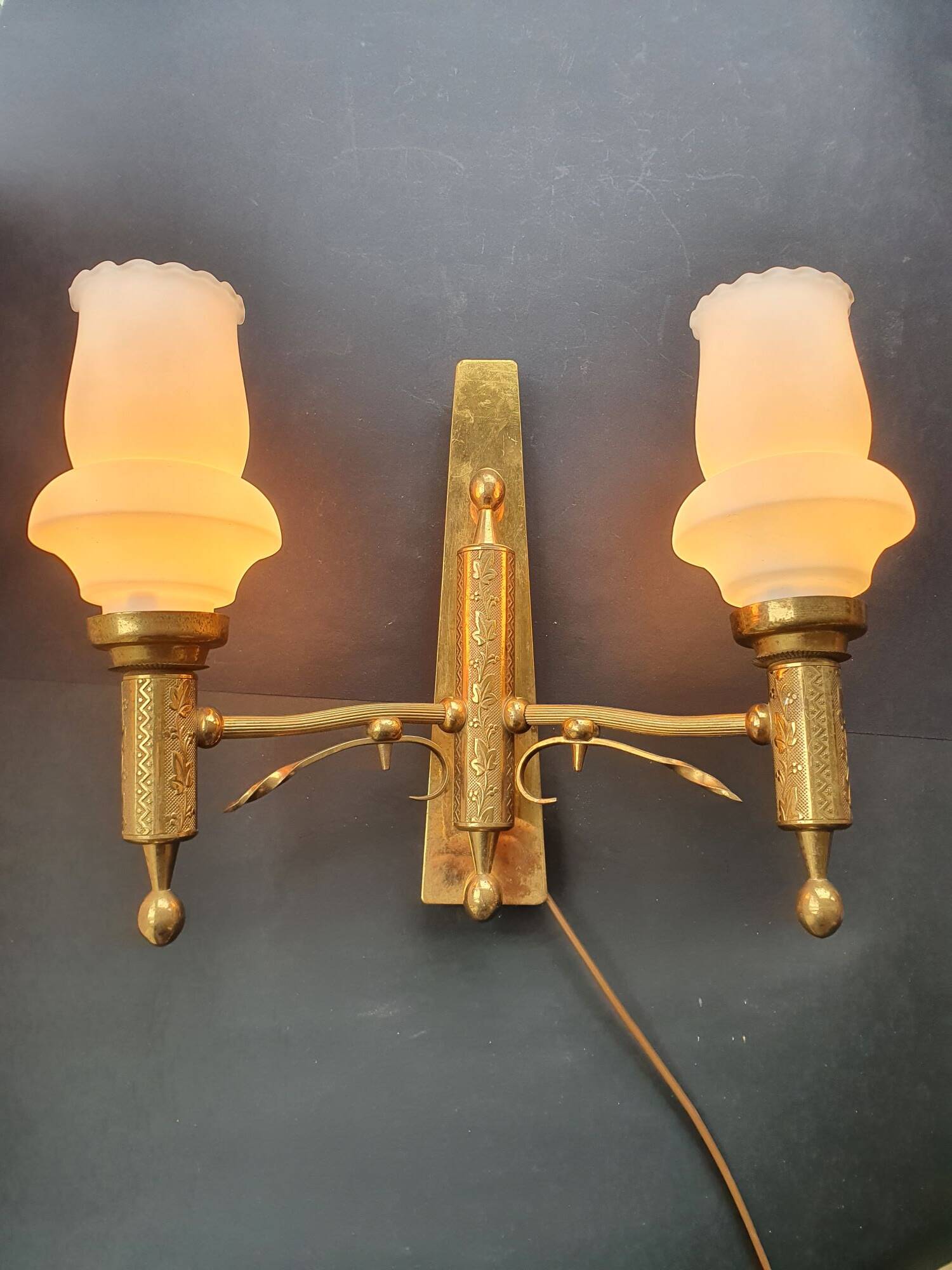 Pair of antique gold wall sconces