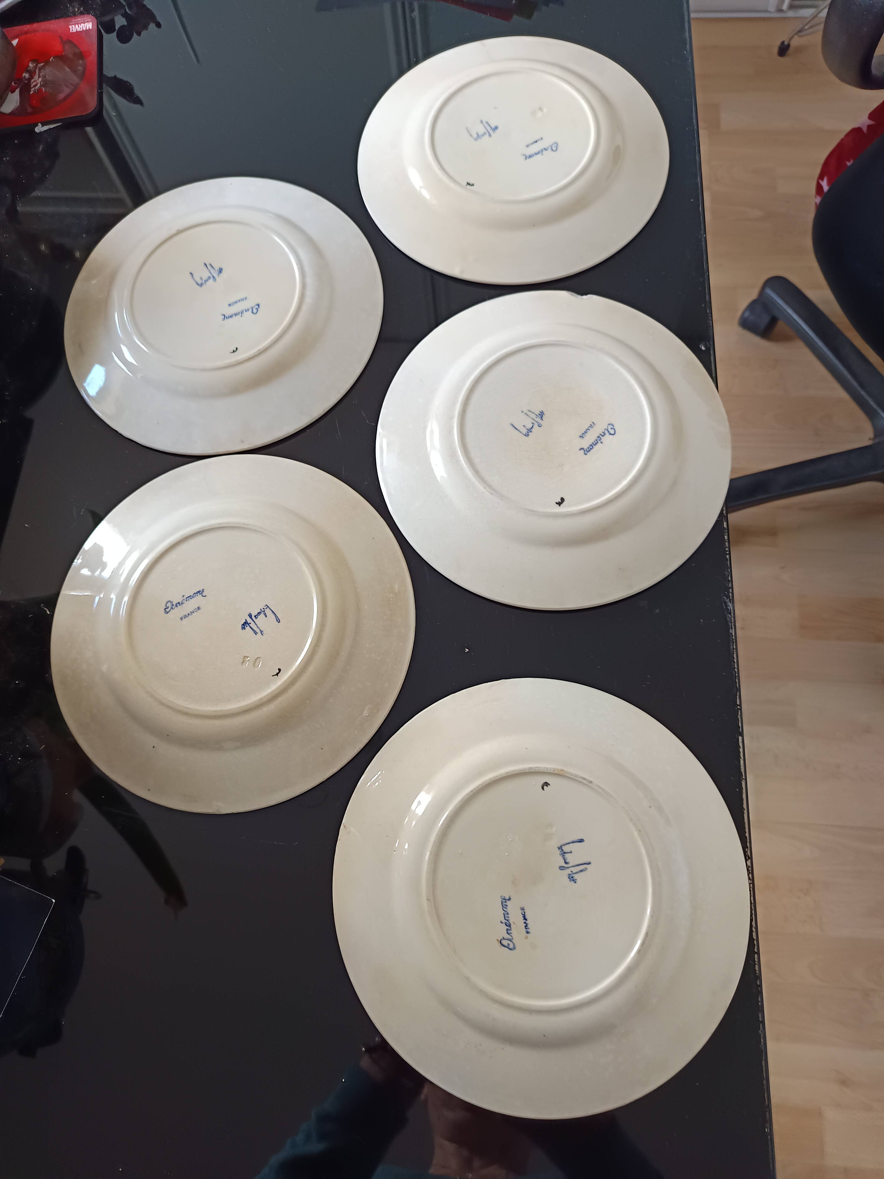 Set of 5 plates from 1930 signed Marcel Goupy