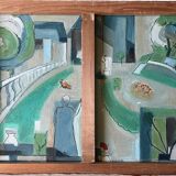 Tableau HST Marine "Port industriel" signé vers 1950