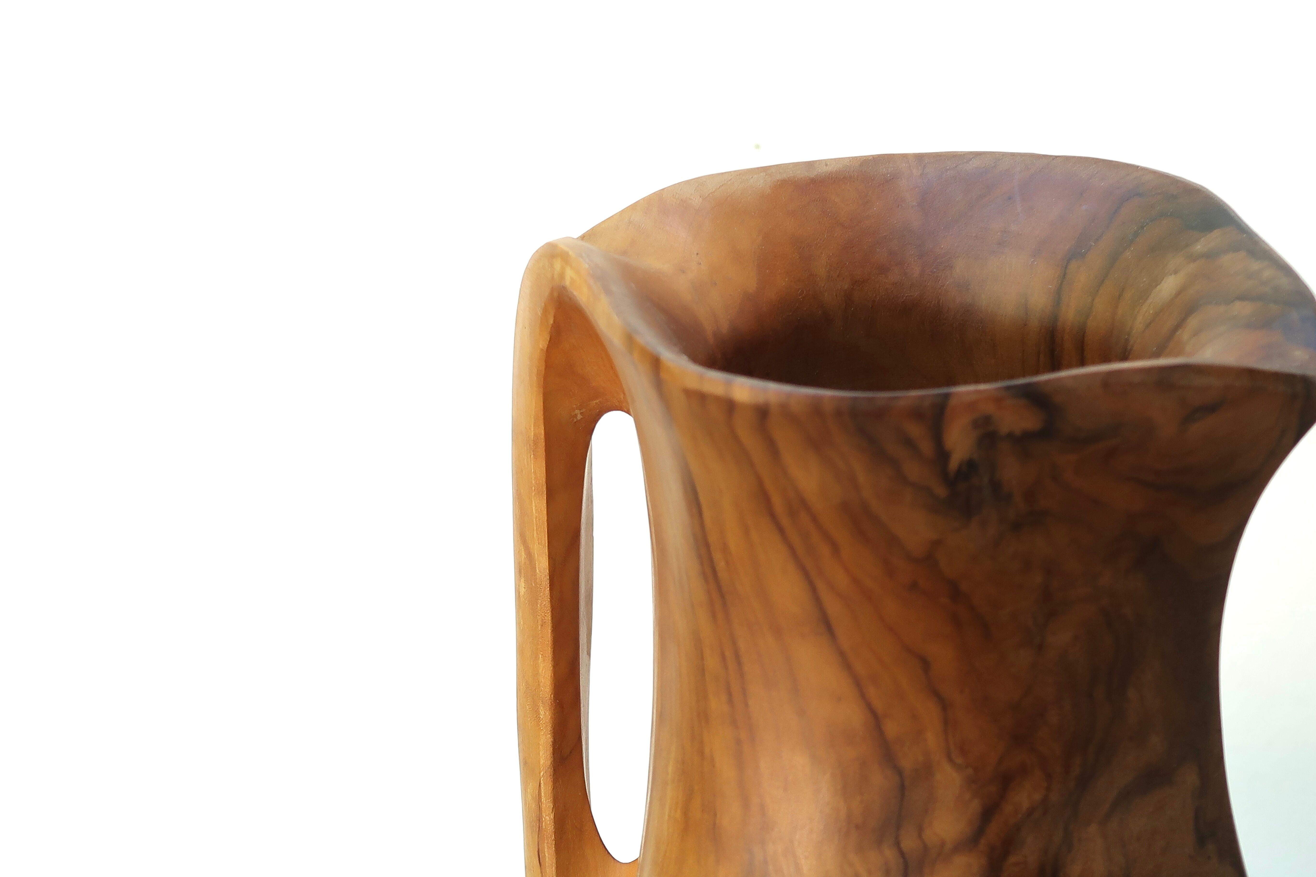 Sculptural wooden pitcher, 60s