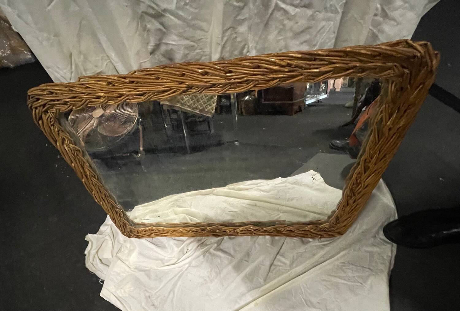 Vintage wicker mirror 1950