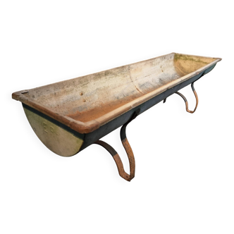 Vintage French galvanized iron feed bin (1930–1950)