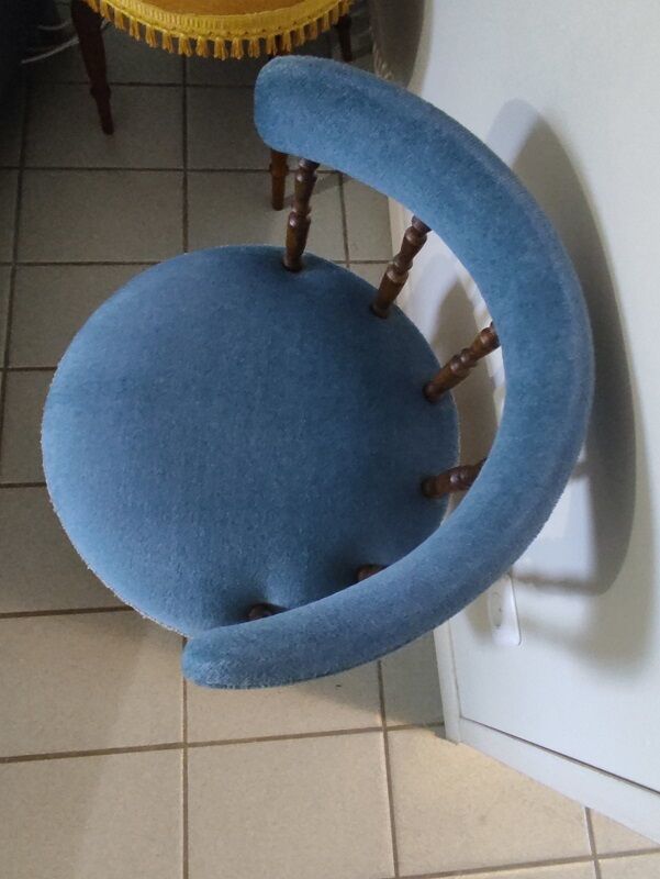 Armchair toad wood velvet fabric blue