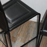 Lot de 4 chaises vintage cuir piqure sellier