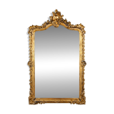 Miroir style Louis XV doré à la feuille d'or du XIXème, 181cm H