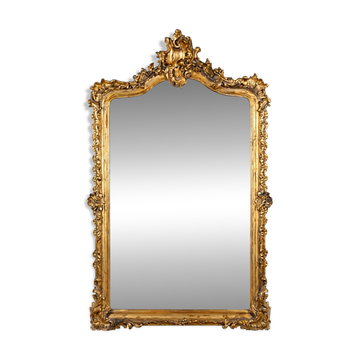 Louis XV style mirror gilded with gold leaf from the 19th century, 181cm H