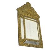 Ancien miroir à coussin repoussé facetté France