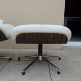 Armchair relax lounge and ottoman leather white rosewood