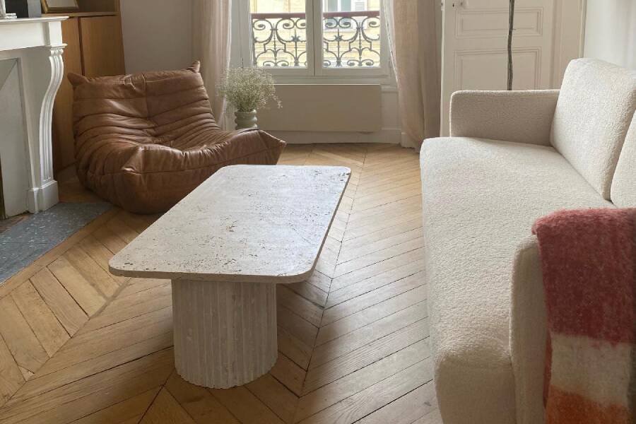 Table basse rectangulaire Olympia - Travertin Naturel