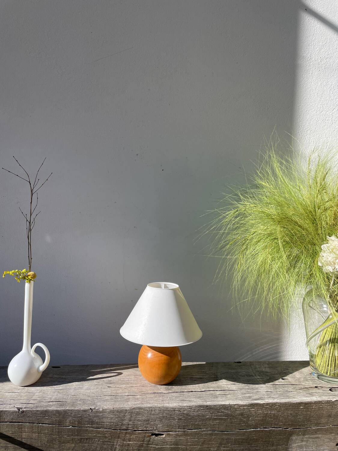 Turned wooden ball lamp 1990