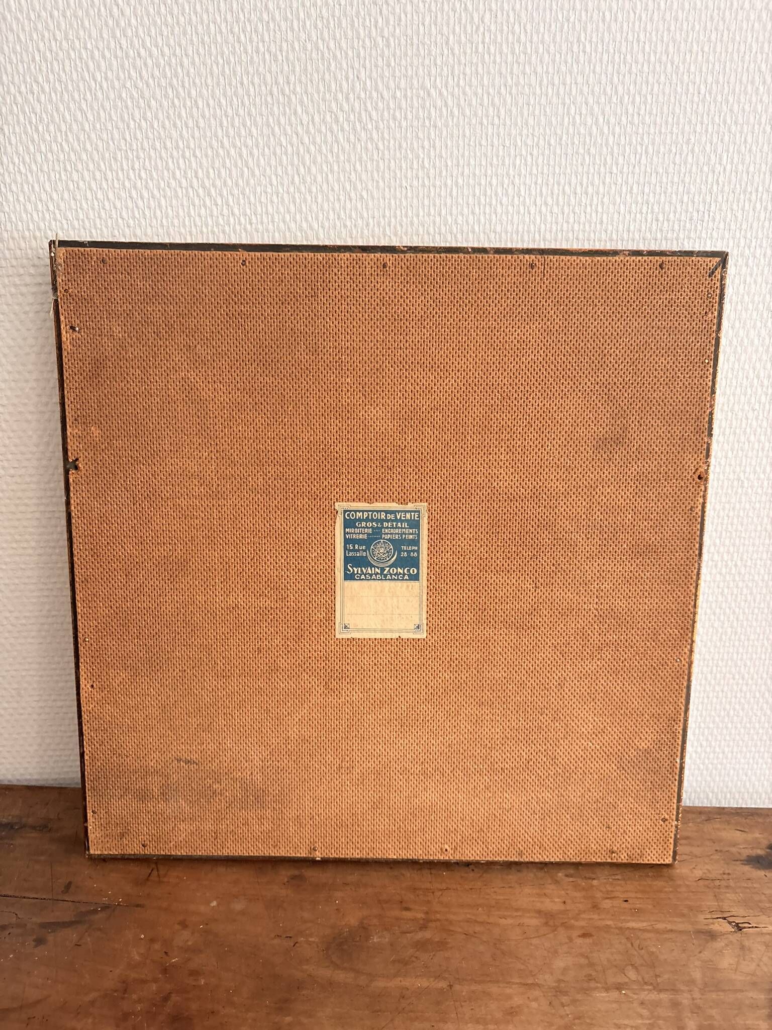 Vintage Square Mirror with Gilded Wood Frame by Sylvain Zonco, Casablanca 1950