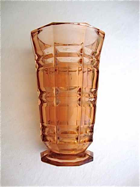 Pink vase in cut glass