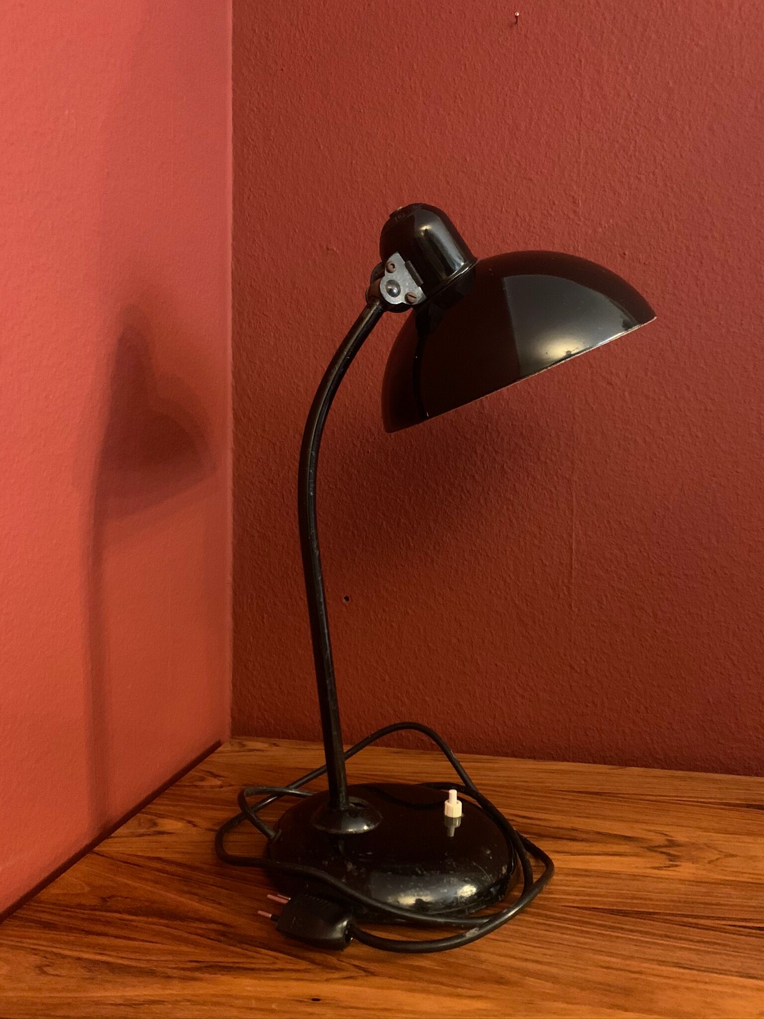 German MidCentury Black Desk Lamp by Kaiser Idell, 1940s