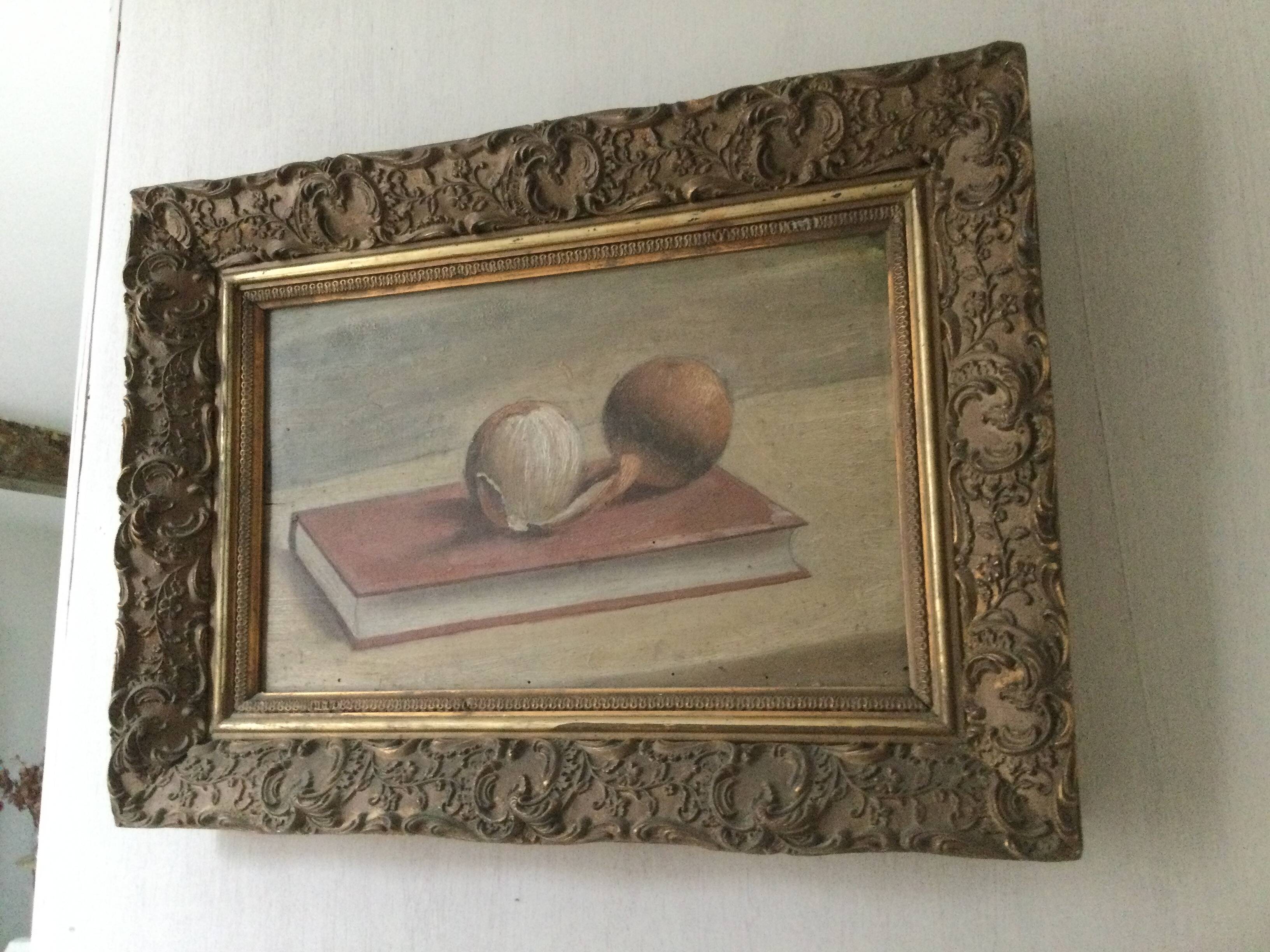 Old still life painting with frame