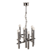 Lustre vintage Sciolari chromé, 8 lumières, années 1970