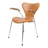Seven chair with armrests - Model 3207 - Cognac leather - Arne Jacobsen & Fritz Hansen