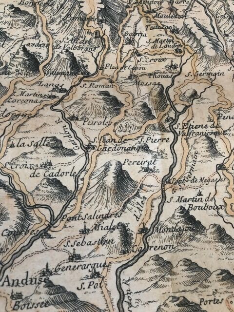 Old map of the Cévennes and GOLD Côtes d'Or