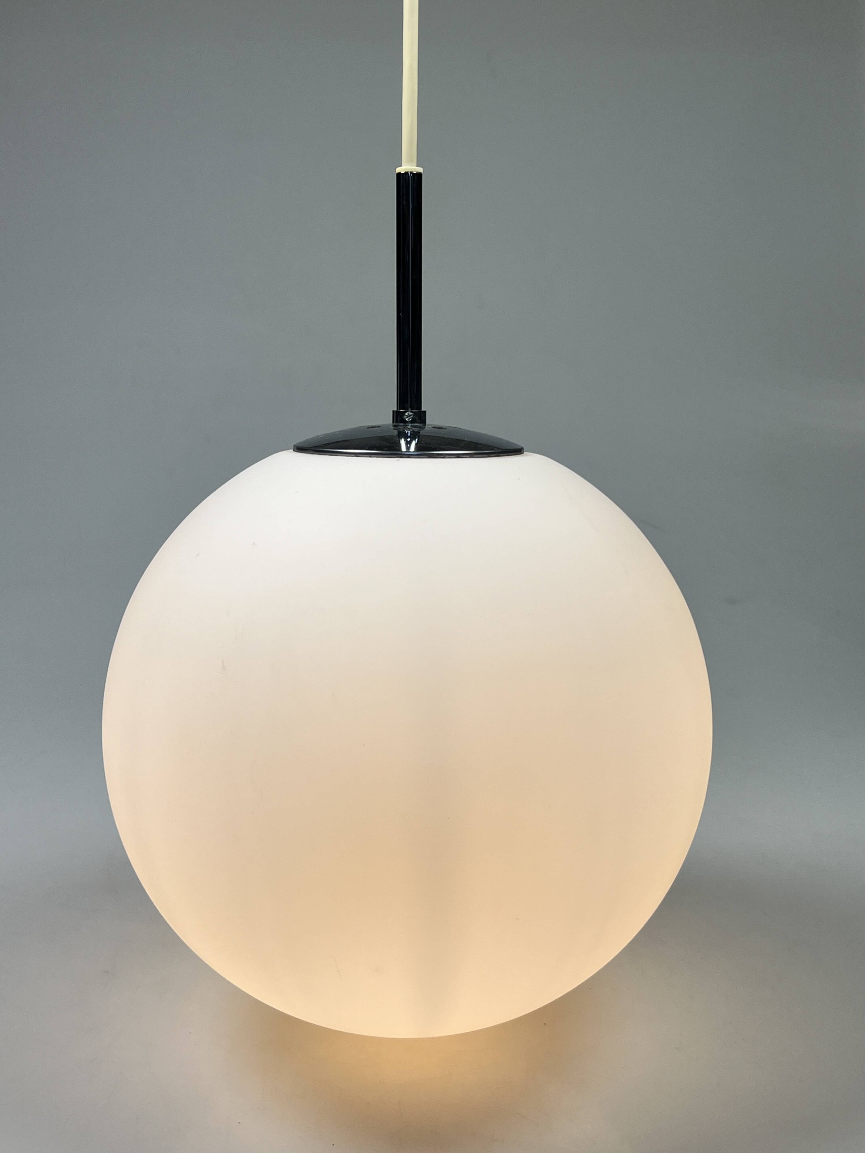Vintage Glass Globe Lamp / Hanging Lamp, Glashütte Limburg, Germany 1960's