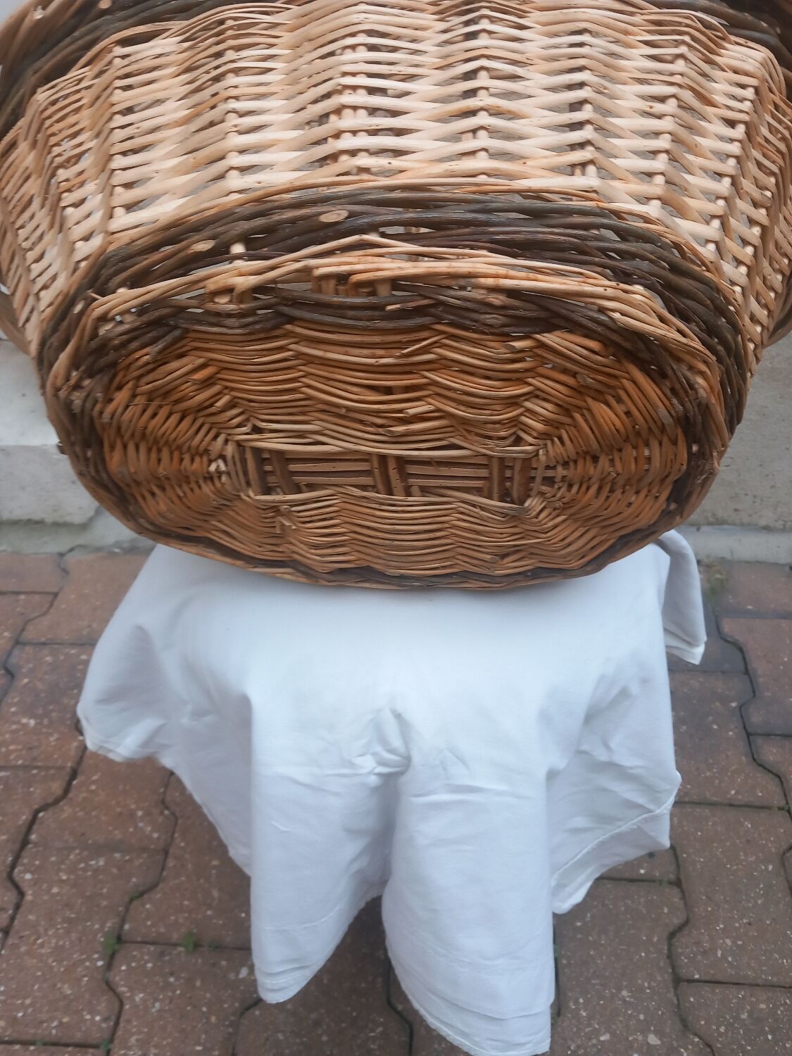 Oval basket woven wicker and hazel