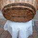 Oval basket woven wicker and hazel