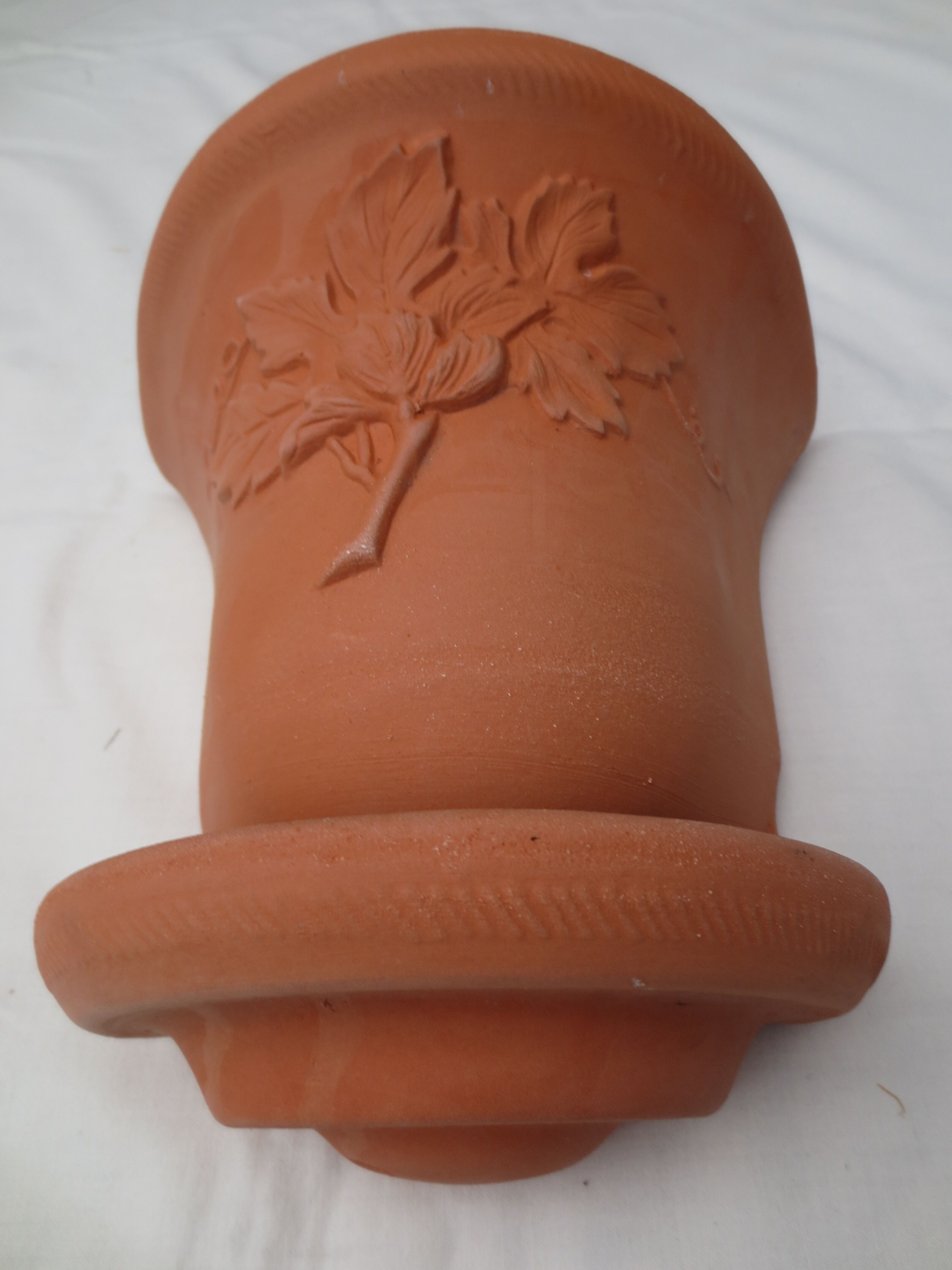 Duet of old flowerpots earthen terracotta