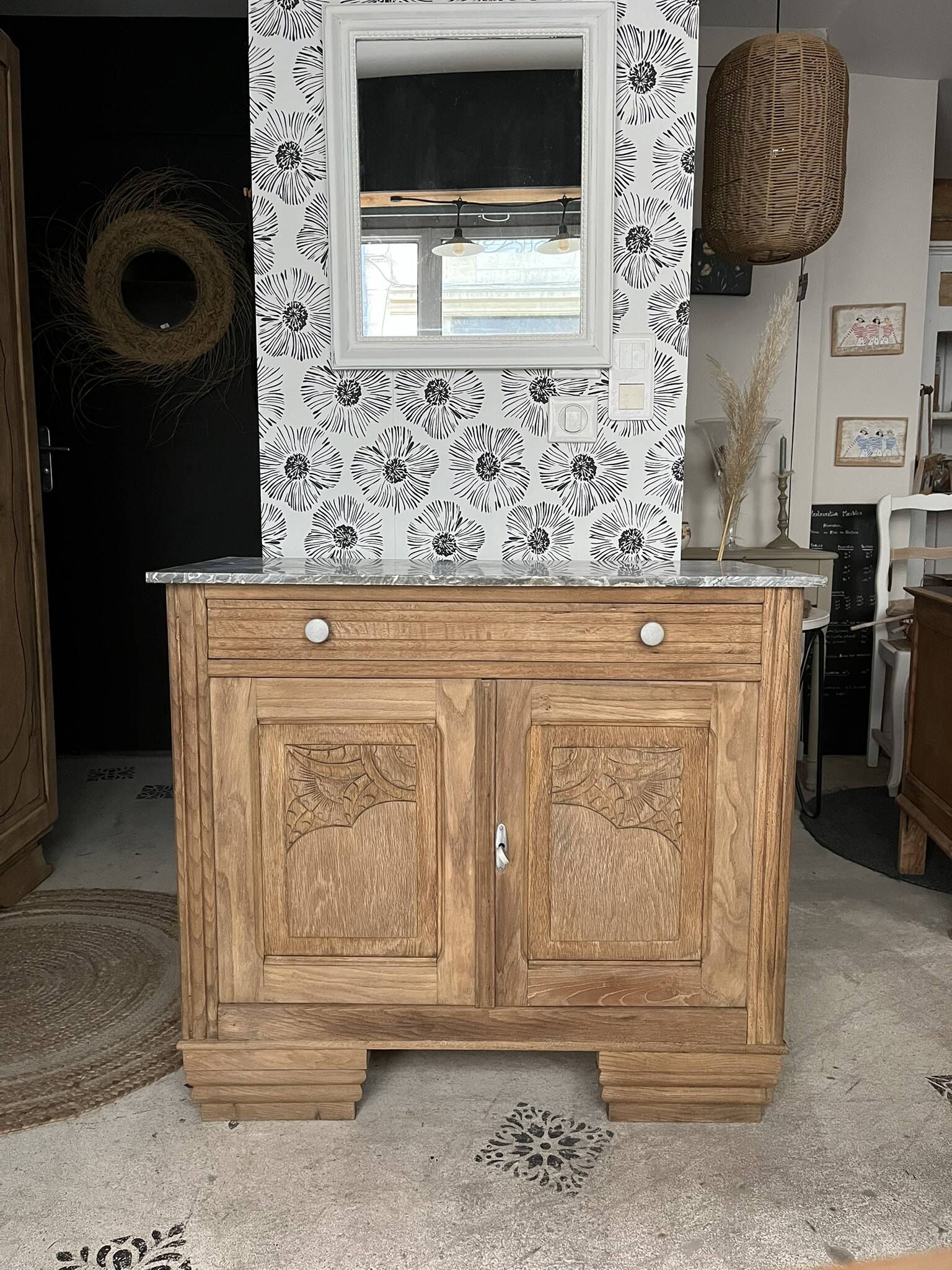 Buffet vintage Art Deco Isis with drawer and 2 doors.
