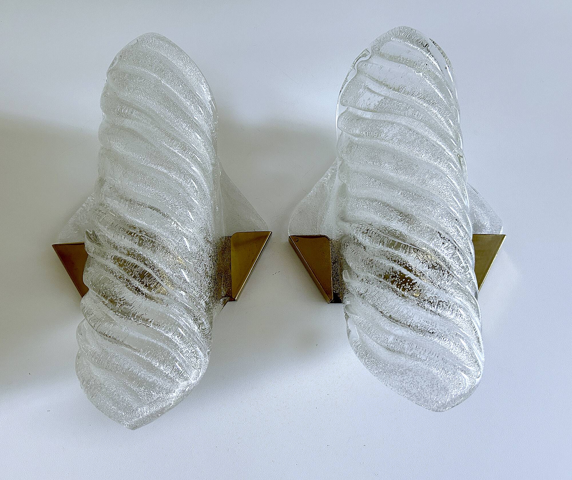 Pair of large Murano glass wall lights