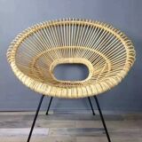 Rattan and metal armchair